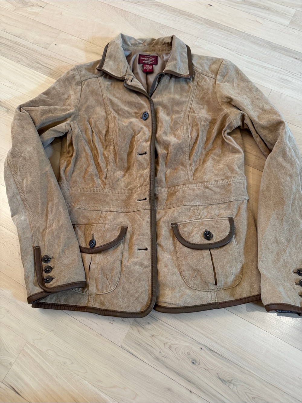 Eddie Bauer Authentic Seattle Suede Washable Tan Jacket-Western-Boho-M